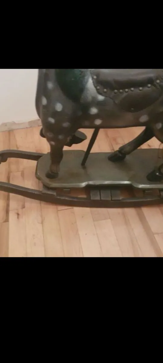 antique rocking horse solid wood  painted - Image 3