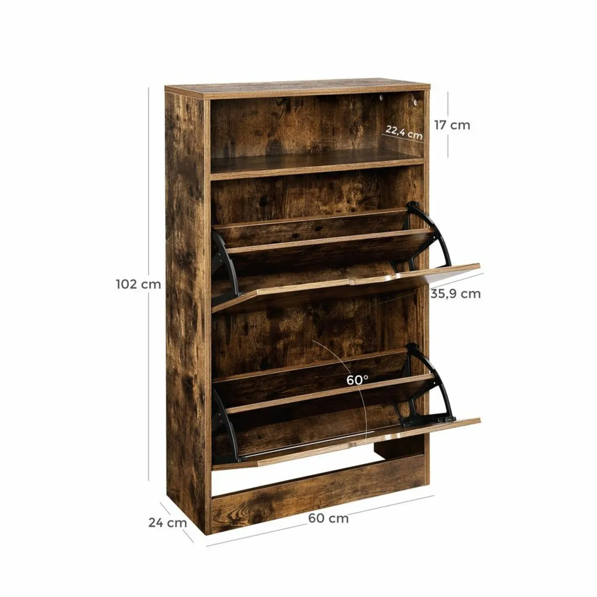 Shoe cabinet with 2 flaps, shoe rack - Image 3