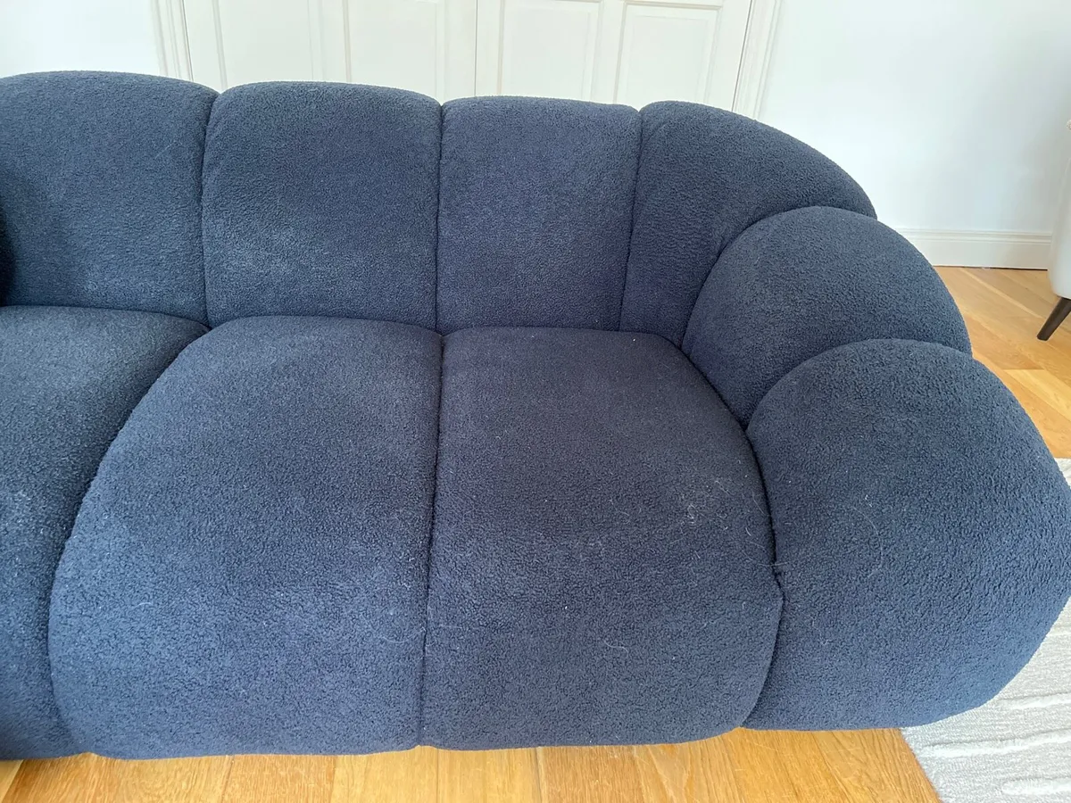Navy 3 seat teddy sofa - Image 2