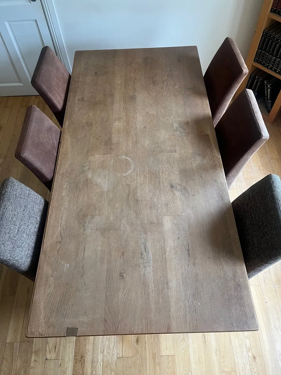 Solid Oak Table With 6 Chairs And Matching Press - Image 3