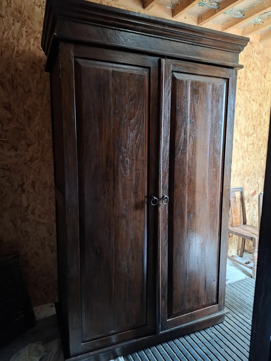 2 x Solid Mahogany Wardrobes - Image 1