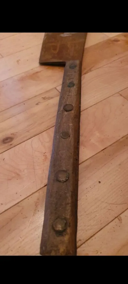 rare antique butchers  meat cleaver with knives - Image 2