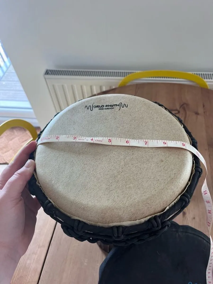 Rope tuned 8.5-9.5" wooden djembe drum - Image 2