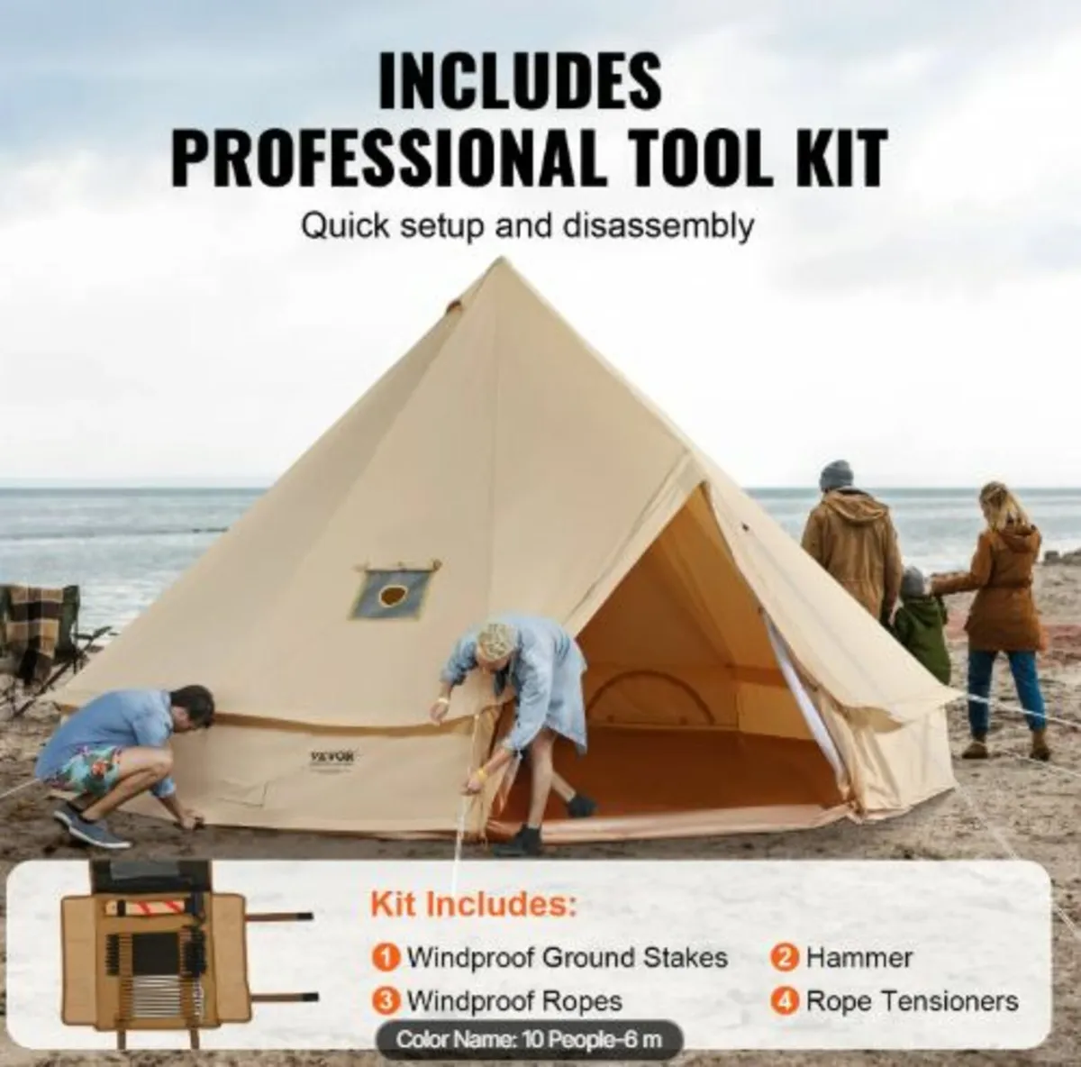 Canvas Bell Tent, 4 Seasons 6 m/19.68ft Yurt Tent - Image 4