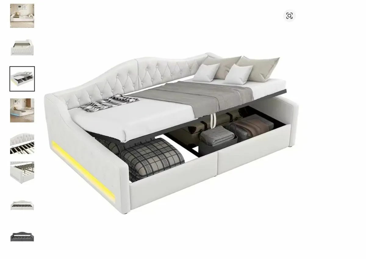 Padded day bed with LED belt and storage space - Image 2