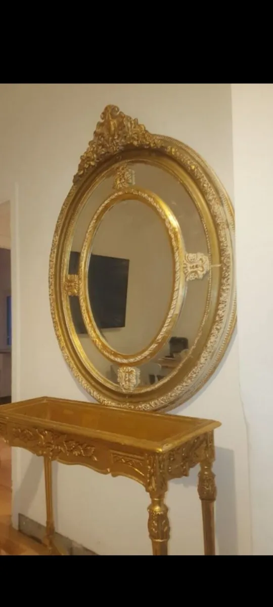 antique victorian plate mirror gilt gesso 4.5ft - Image 1