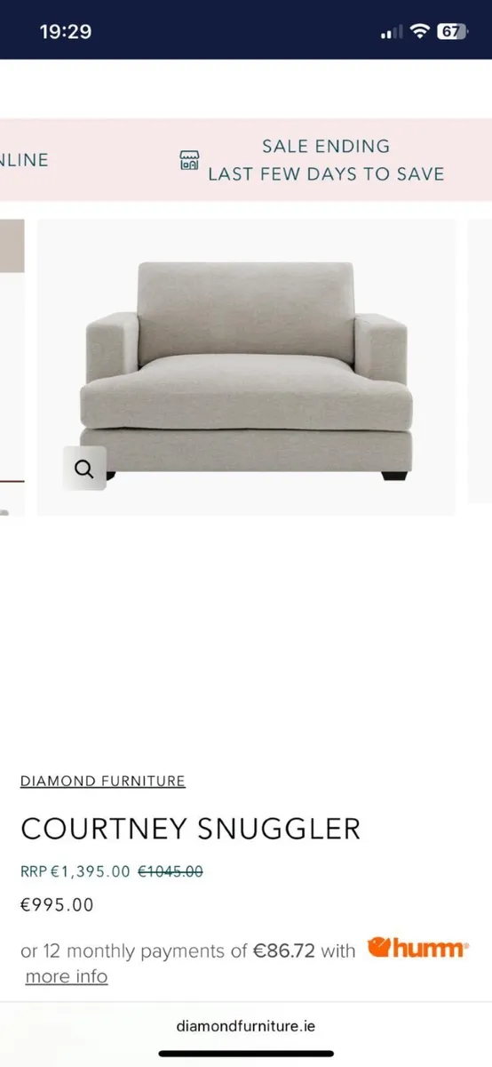 Courtney Snuggler Two Seater - Diamond Furniture - Image 2