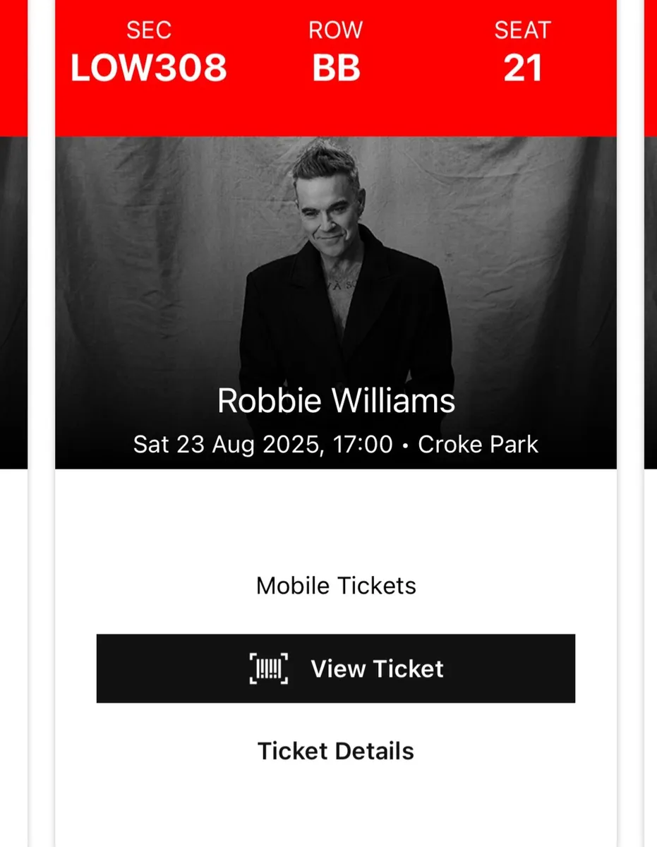 Robbie Williams Tickets x2