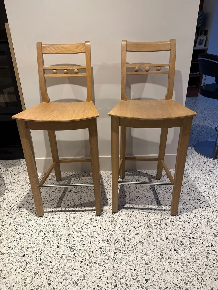 Neptune Wooden Bar Stools - “Suffolk Oak” X 2 - Image 1