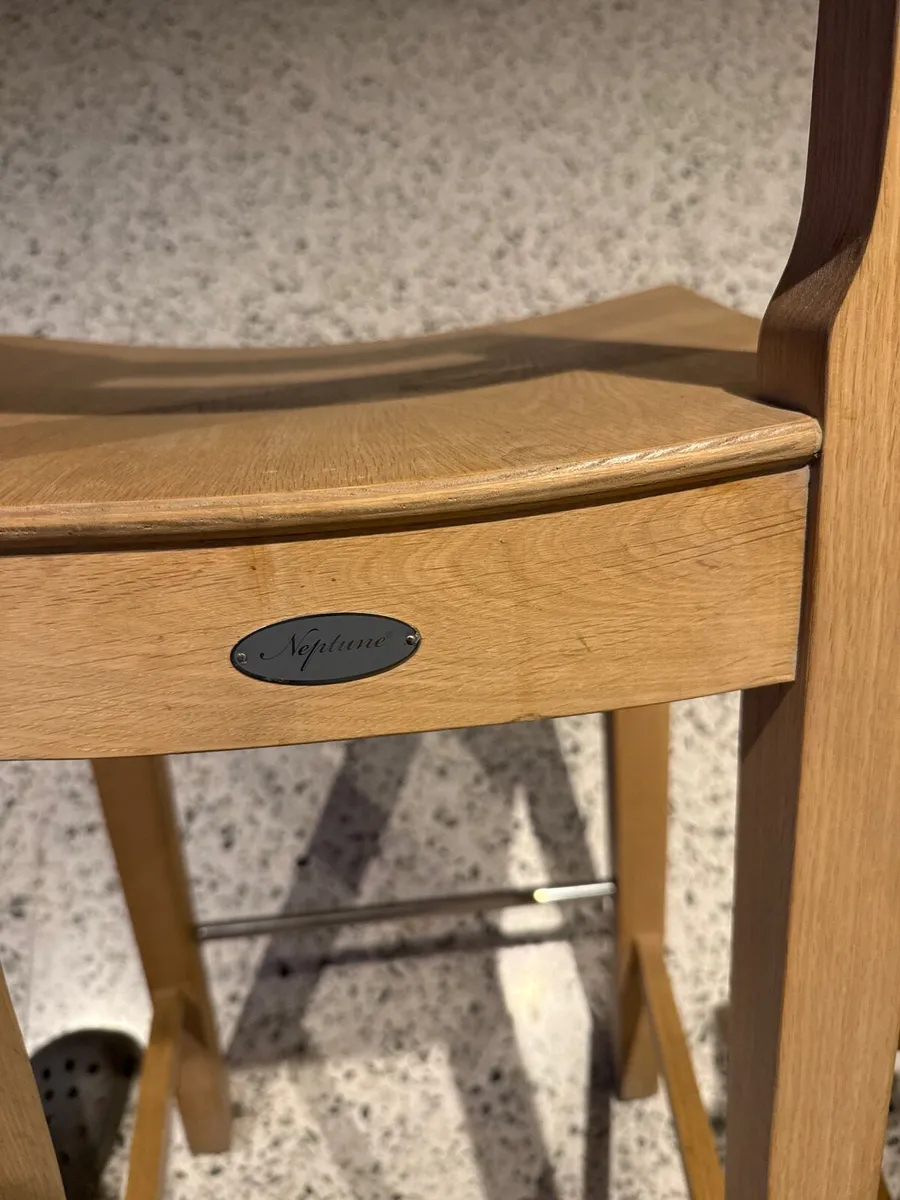 Neptune Wooden Bar Stools - “Suffolk Oak” X 2 - Image 2