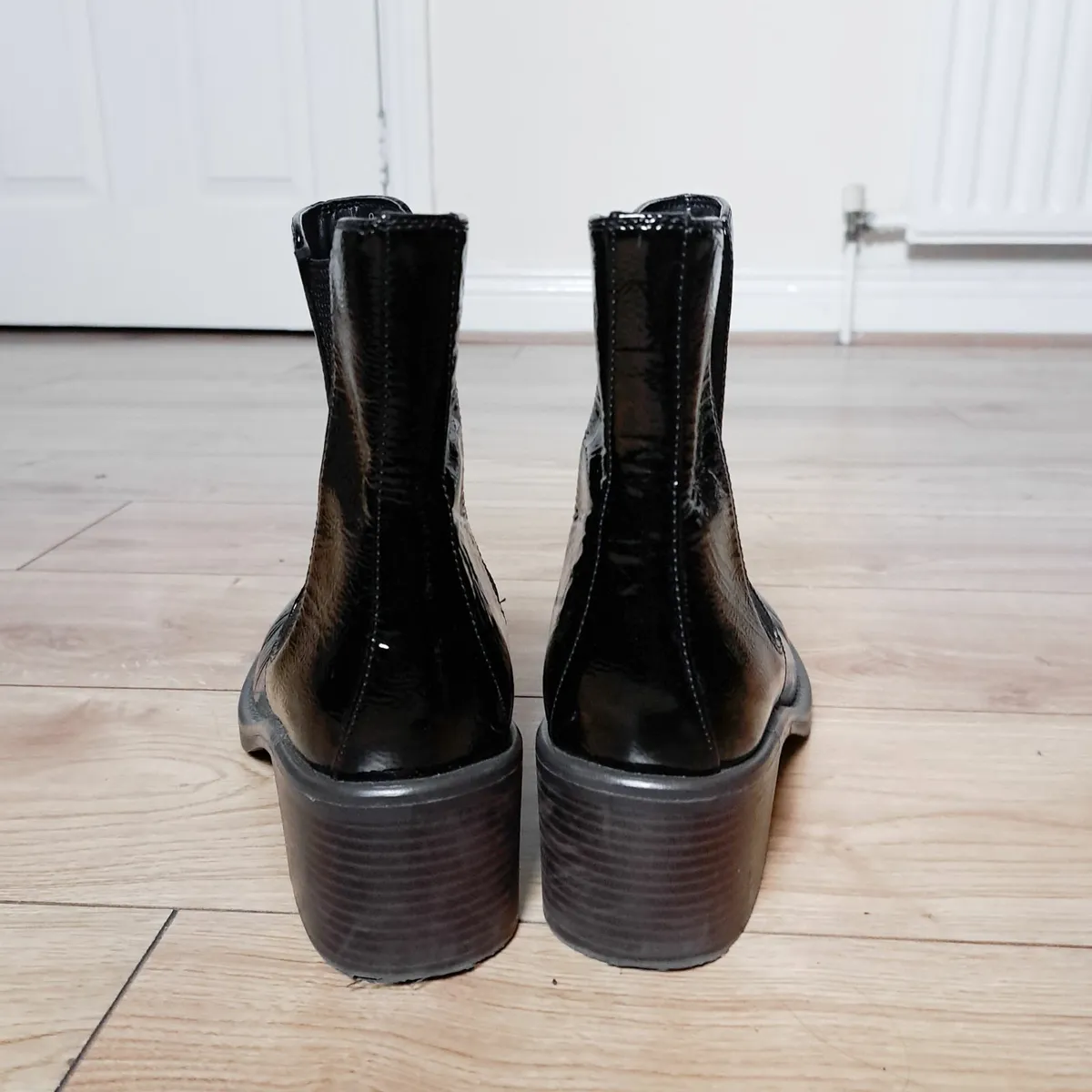 Marks & Spencer Black Patent Chelsea Boots 8UK - Image 2