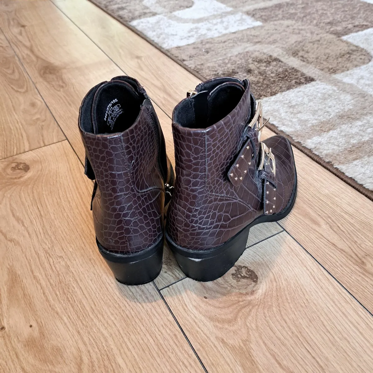 Stradivarius Brown Croc Ankle Boots 5UK/38EU - Image 3