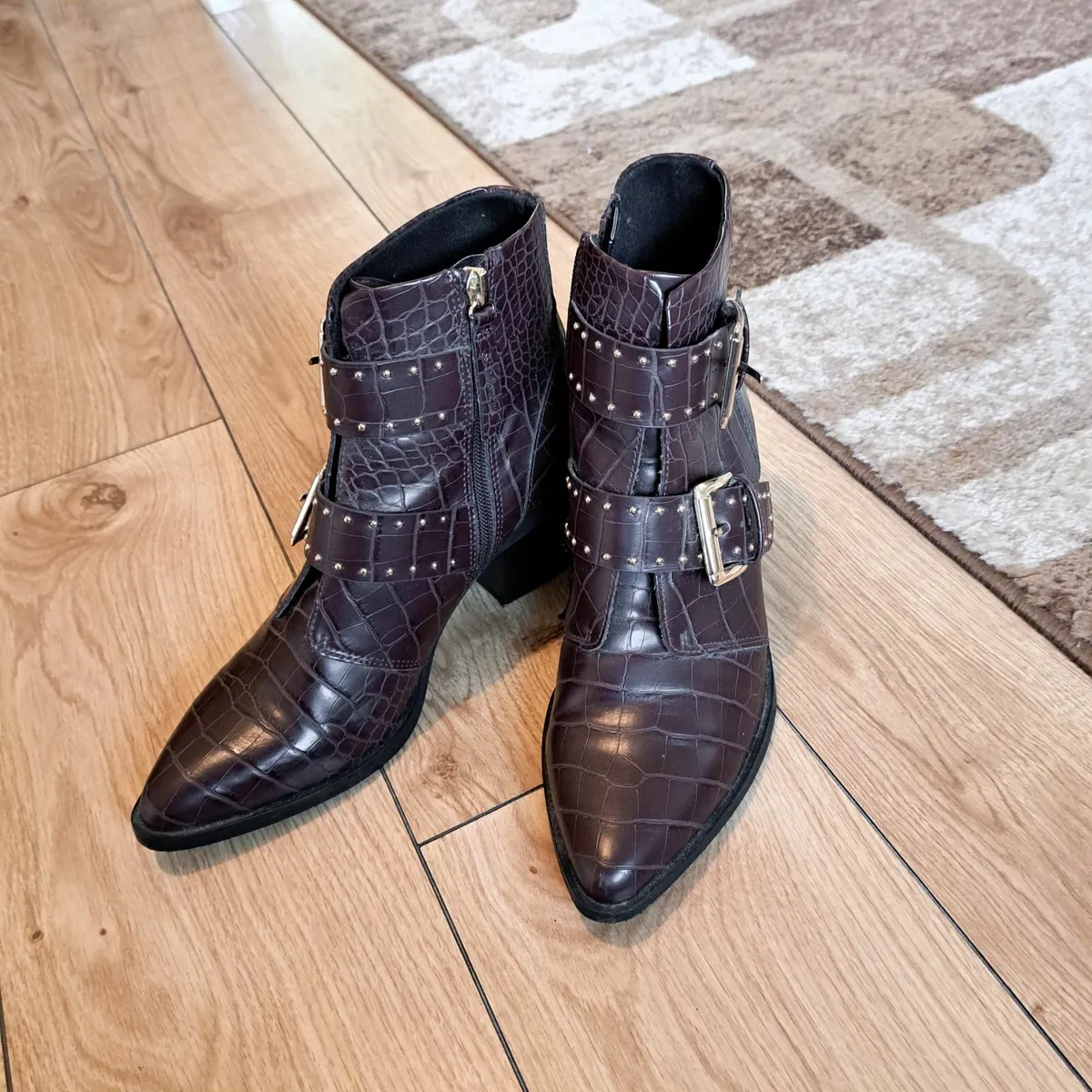 Stradivarius Brown Croc Ankle Boots 5UK/38EU - Image 4