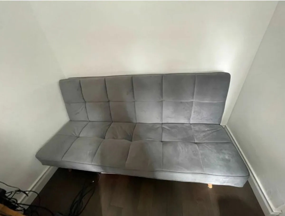 Grey velvet clic clac sofa bed