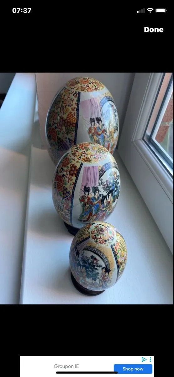 Vintage Chinese Porcelain Egg Set - Image 1