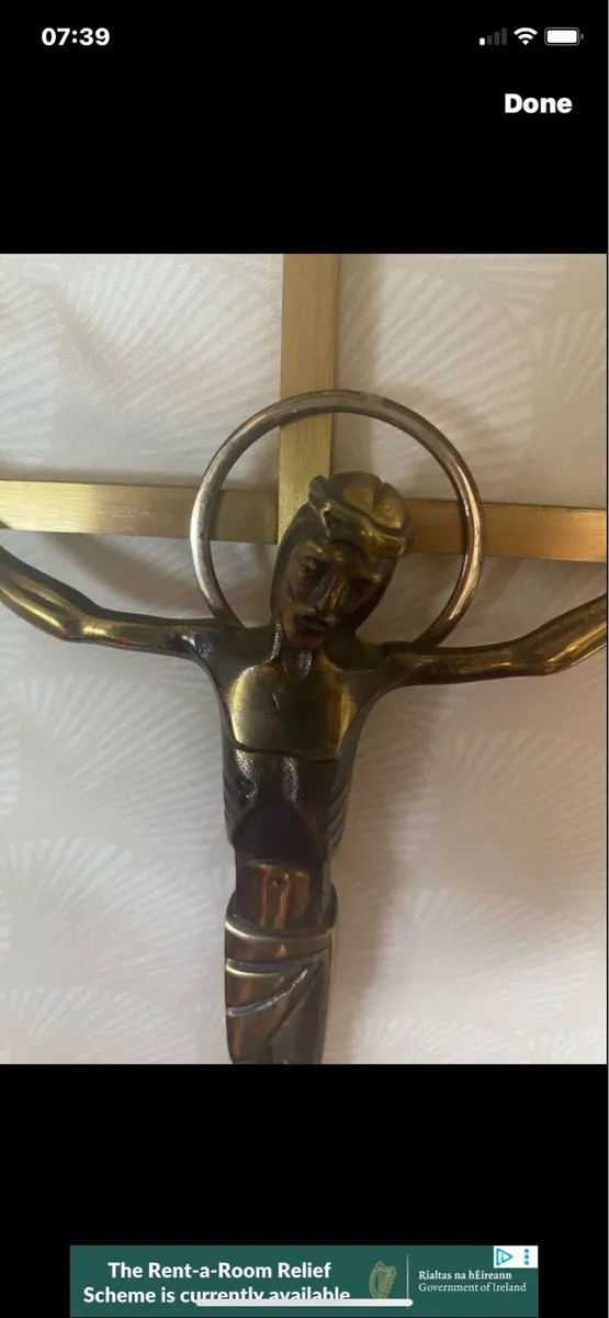 Large Brass Crucifix - Image 1