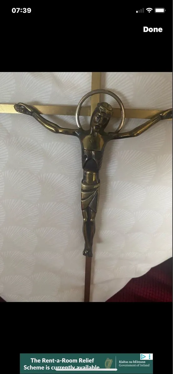 Large Brass Crucifix - Image 3
