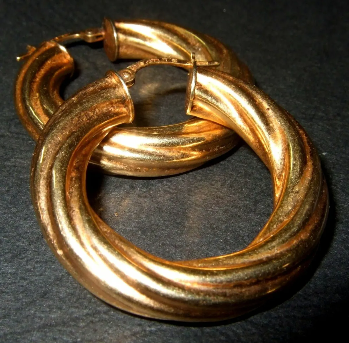 Vintage 9ct Gold Twisted Creole Hoops - Image 2
