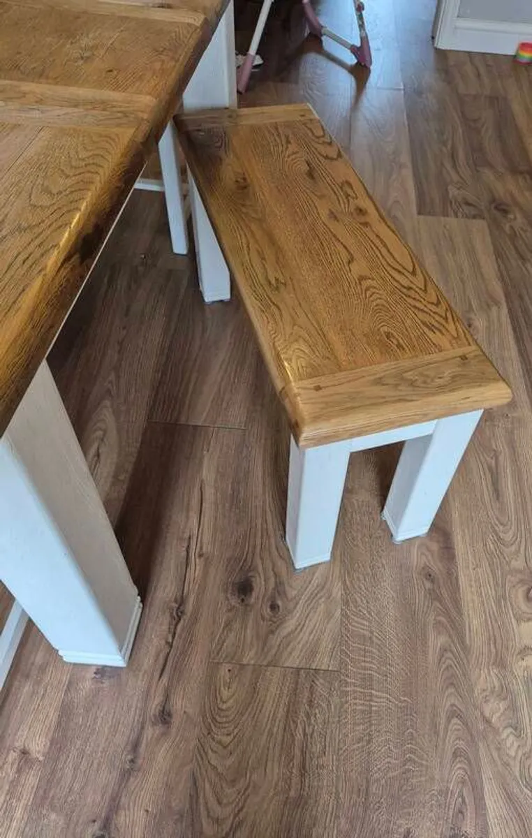 Danube Solid Oak Dining table, chairs and bench - Image 3