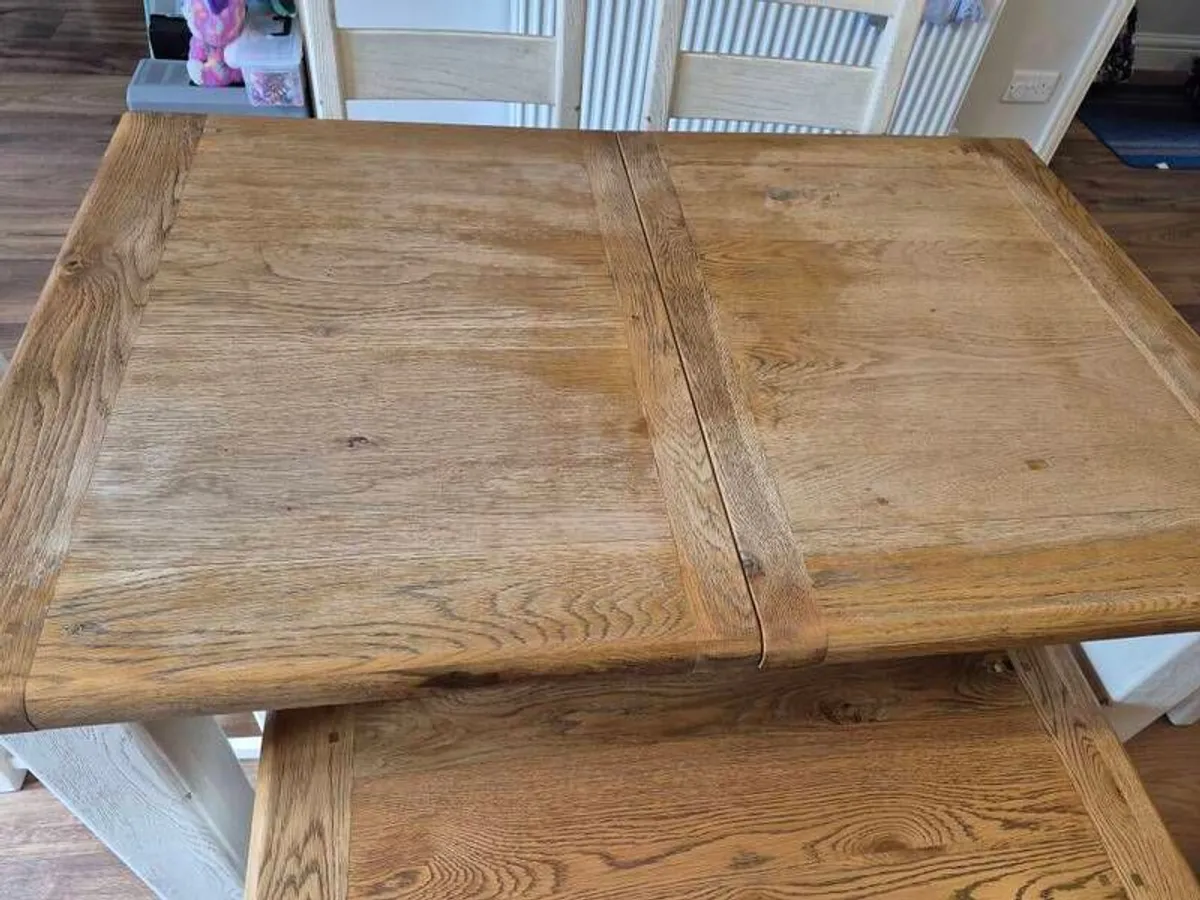 Danube Solid Oak Dining table, chairs and bench - Image 4