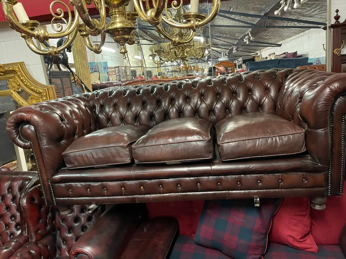 Chocolate 🍫 brown leather chesterfield - Image 1
