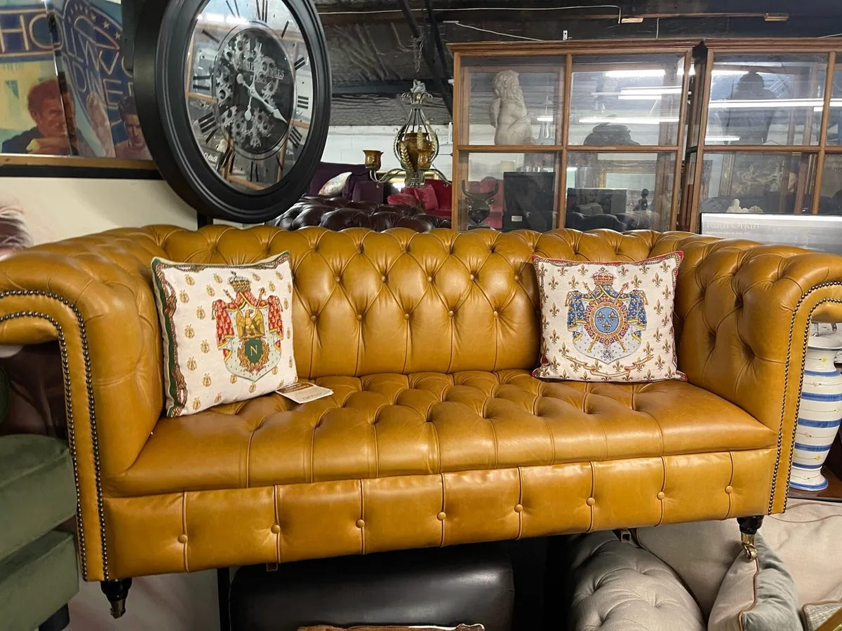 Brand new tan leather sofa - Image 1
