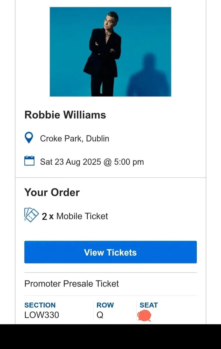 Robbie Williams Tickets Croke Park 23 August