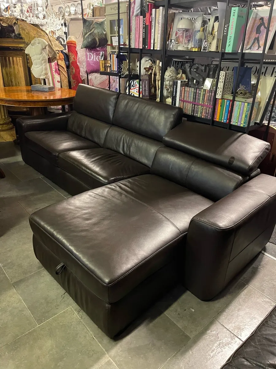 Dark brown leather Corner group - Image 1