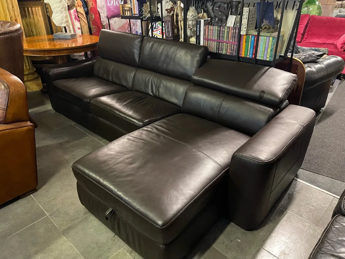 Dark brown leather Corner group - Image 2