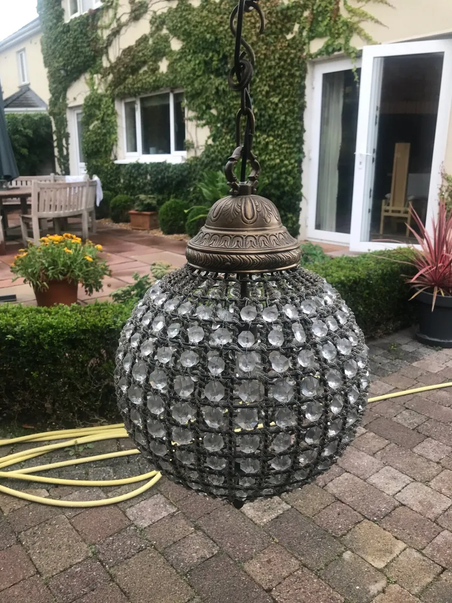 Two fabulous retro cut glass global light fittings - Image 2
