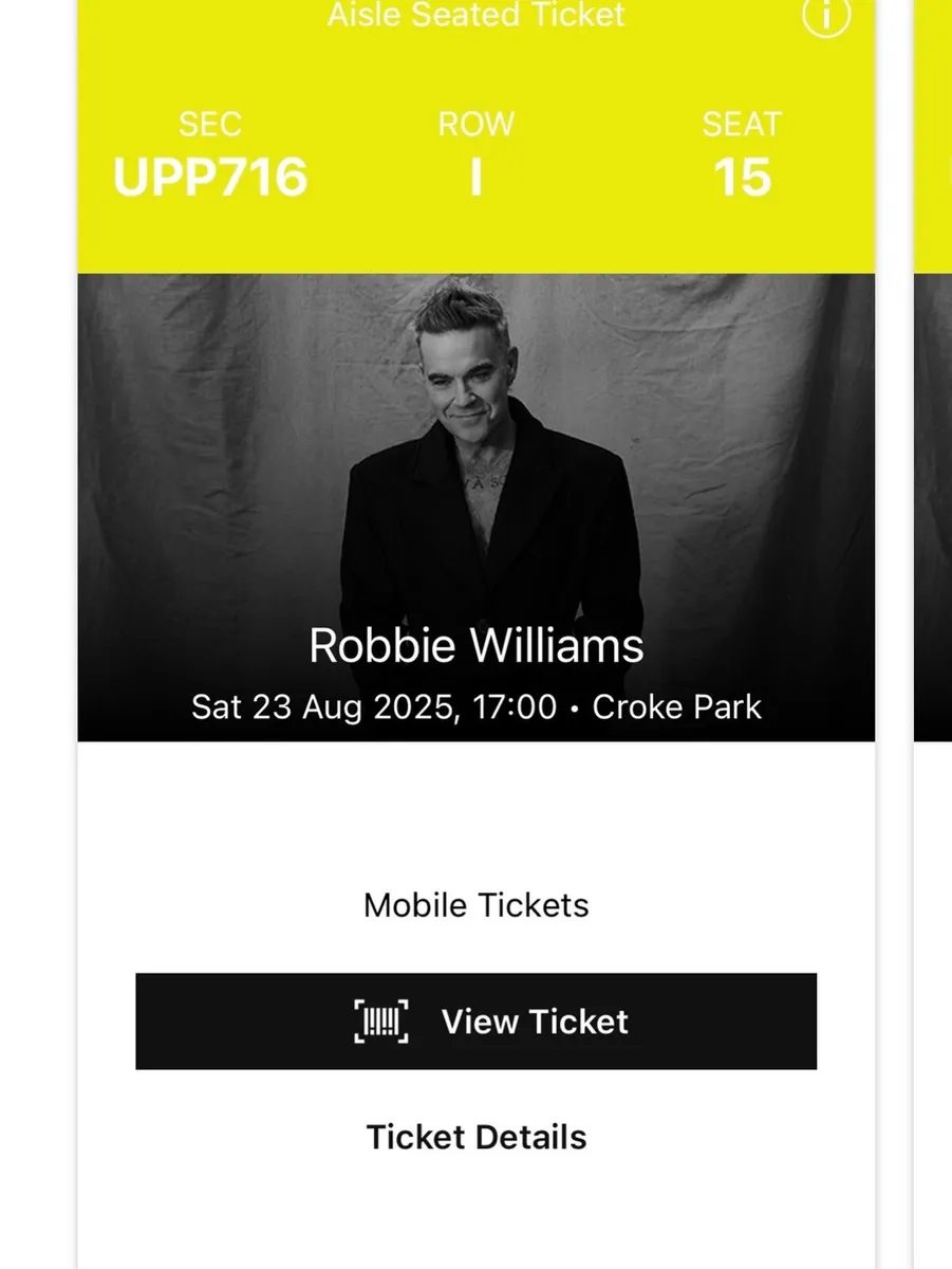 2x Robbie Williams tickets
