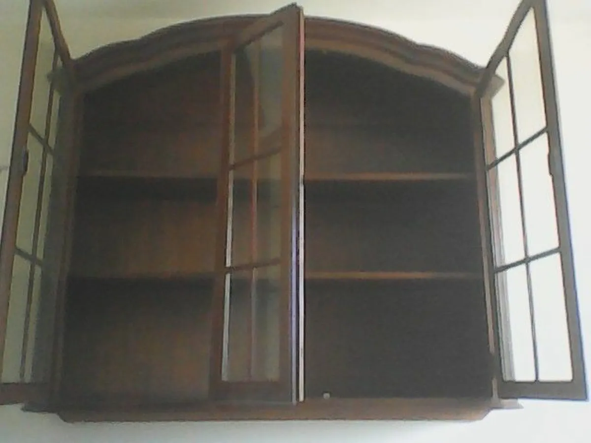 Leather Couch and Cabinet - Image 1
