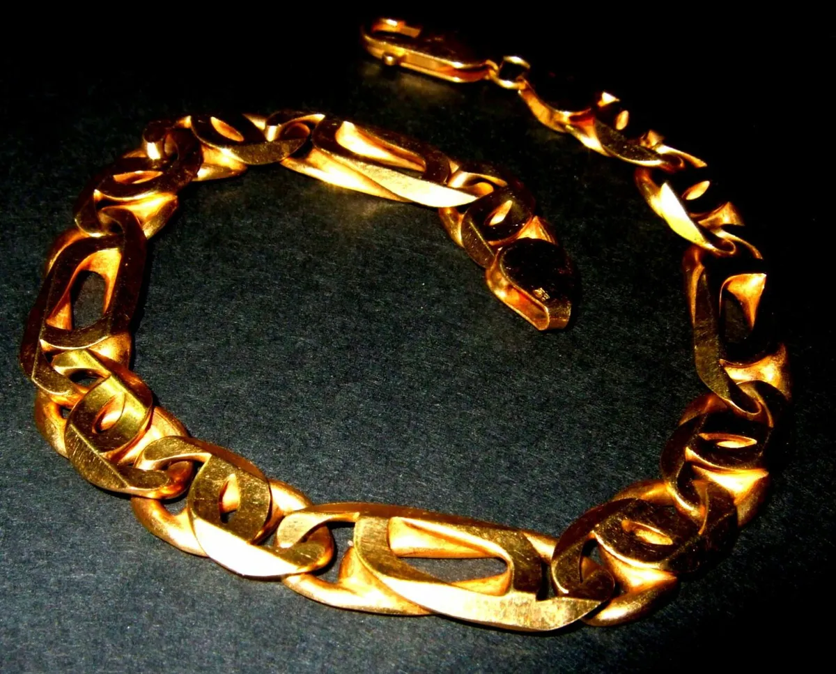 Vintage 9ct Gold Gentlemans Fancy Link Bracelet - Image 3