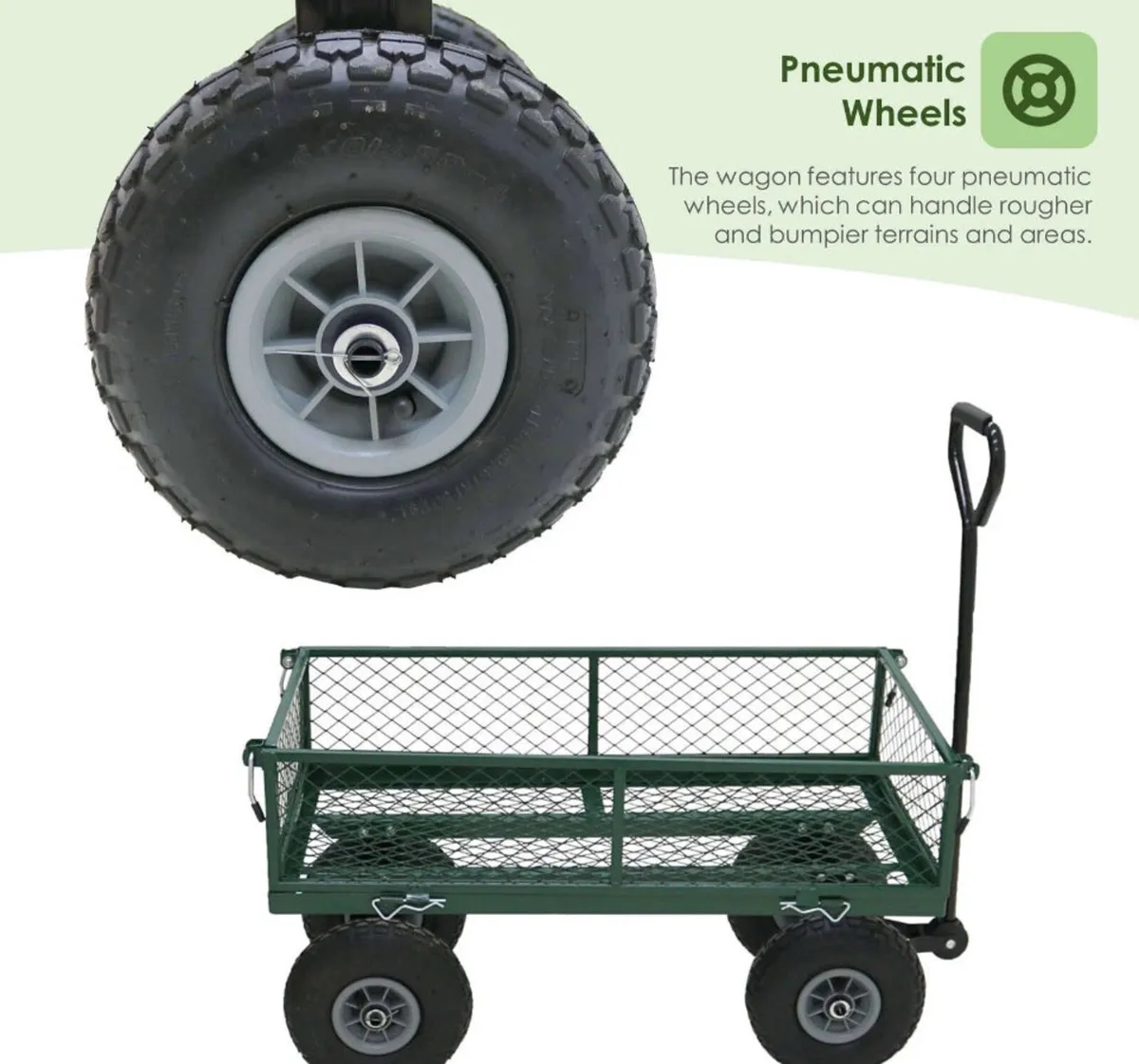 Heavy Duty Metal Green Garden Cart NEW - Image 2