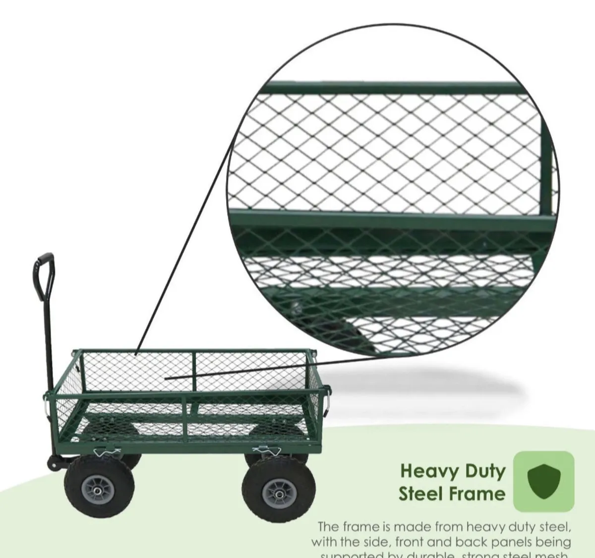 Heavy Duty Metal Green Garden Cart NEW - Image 3