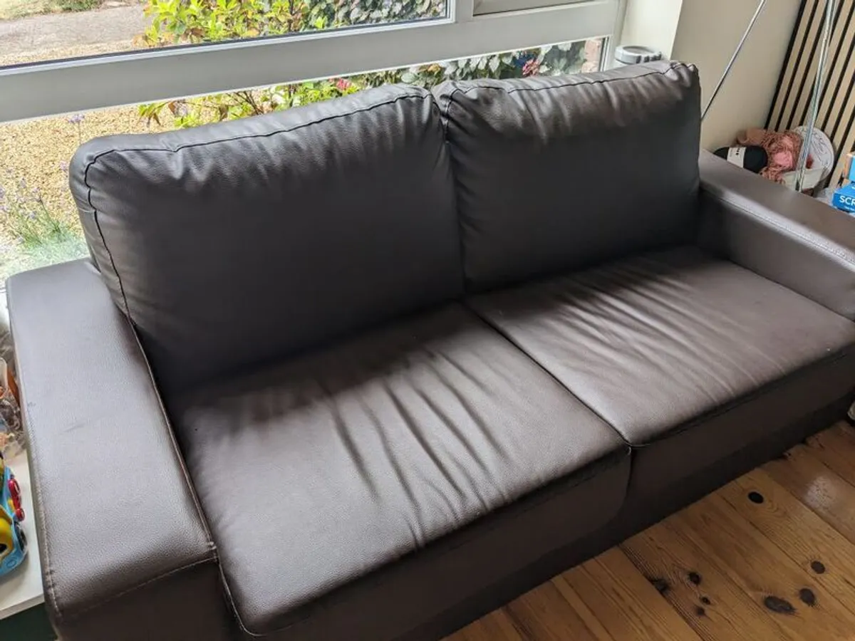 brown 2 seater leather couch - Image 3