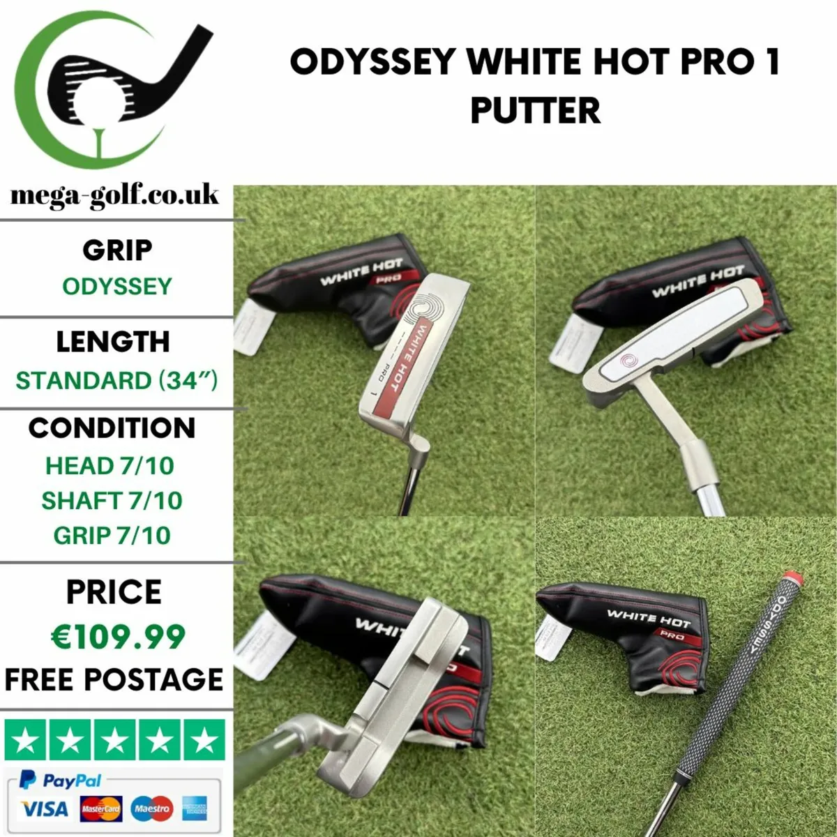 ODYSSEY WHITE HOT PRO 1 PUTTER / 34″ - Image 1