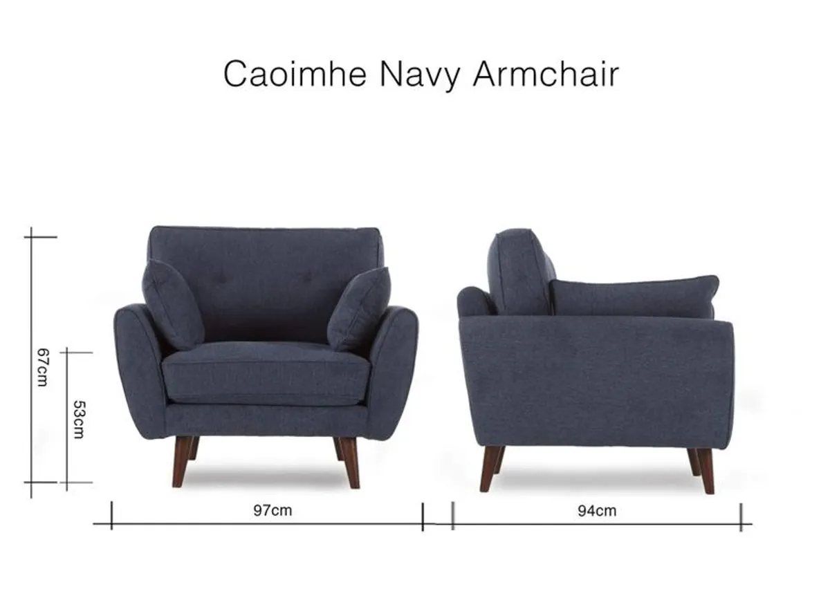 Navy and Walnut Armchair from EZ Living. like new - Image 3