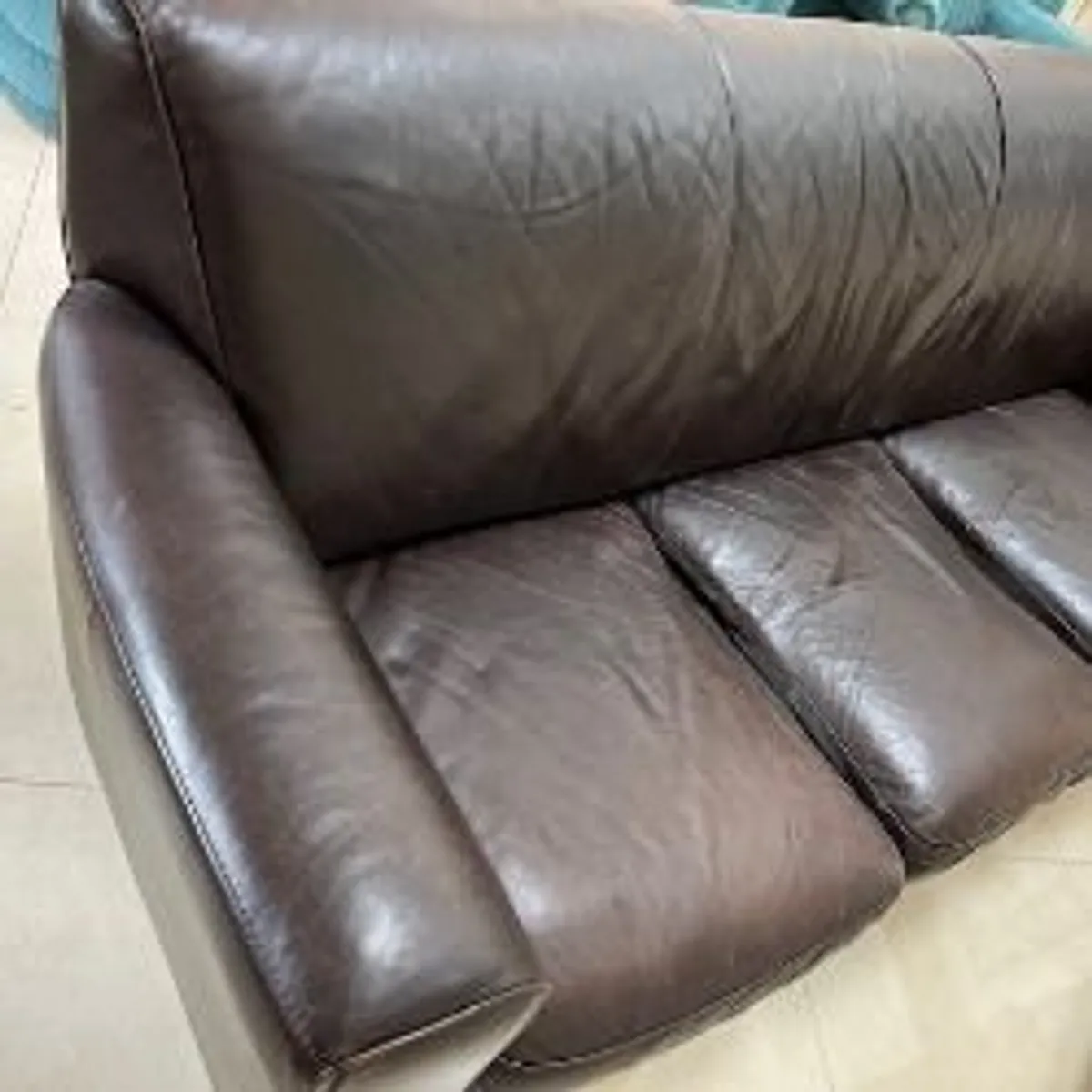 Sofa, Reduced, Natuzzi real Italian Leather 3 seater and other 3 piece suite, sofa bed, kitchen Dresser pine. - Image 3