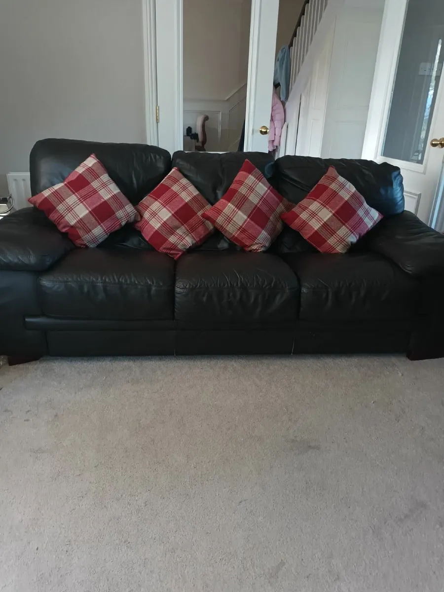 Leather Sofa Dark Brown 3 seater and 2 seater - Image 1