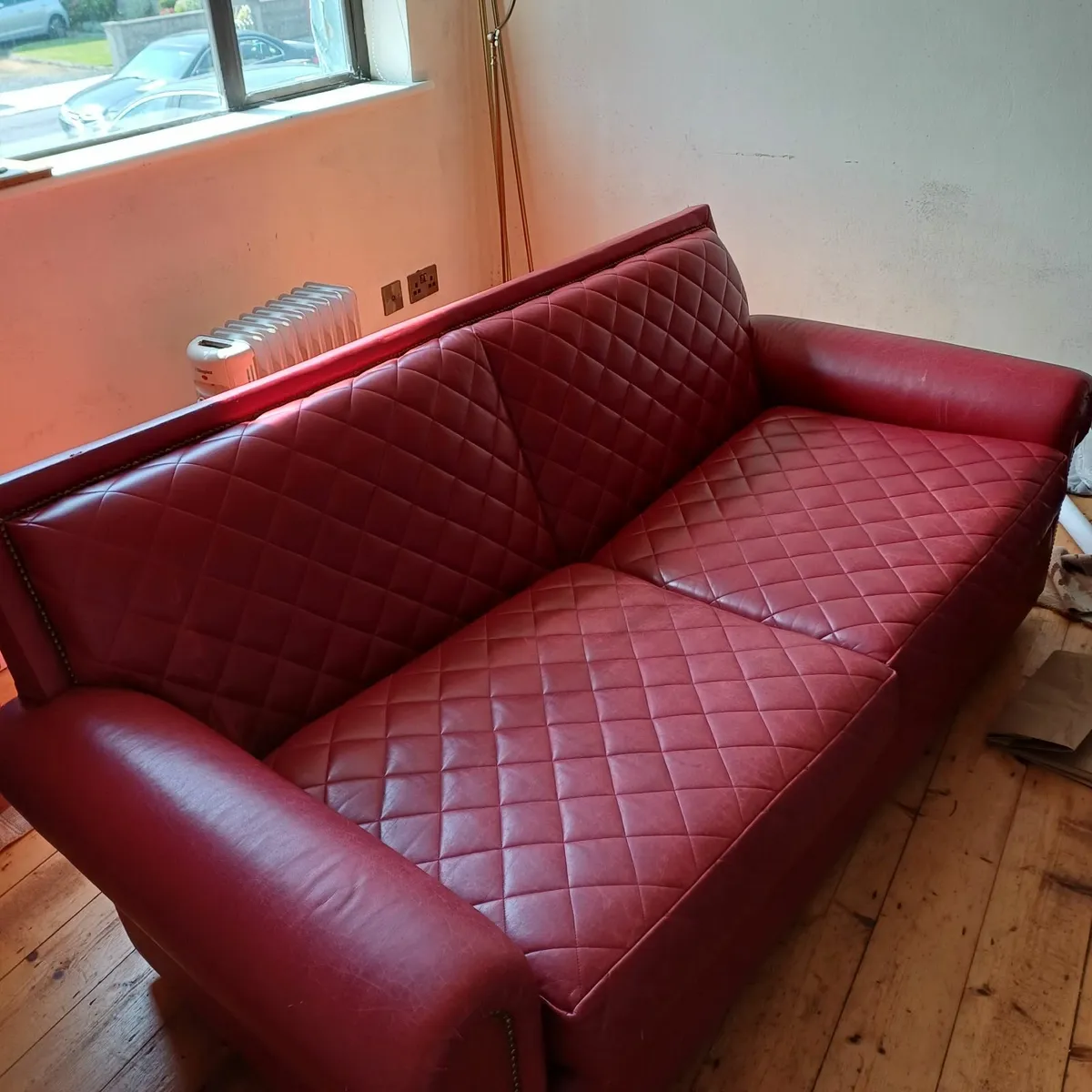 Red leather sofa - Image 1