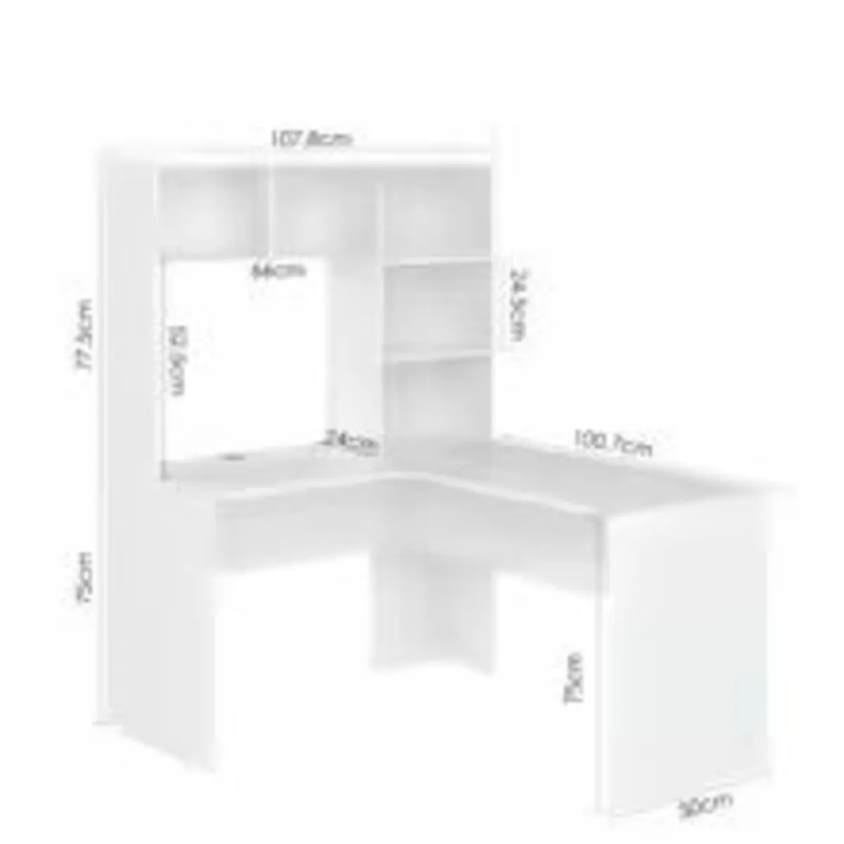 White L Shaped Corner Desk Computer and Office Tab - Image 2