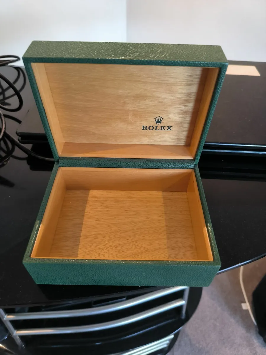Authentic Rolex Green Leather Watch Box with Gold - Image 1