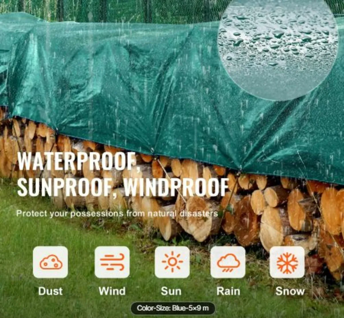 PVC Waterproof Tarp 16.5 x 29.5 ft Heavy Duty PVC - Image 2