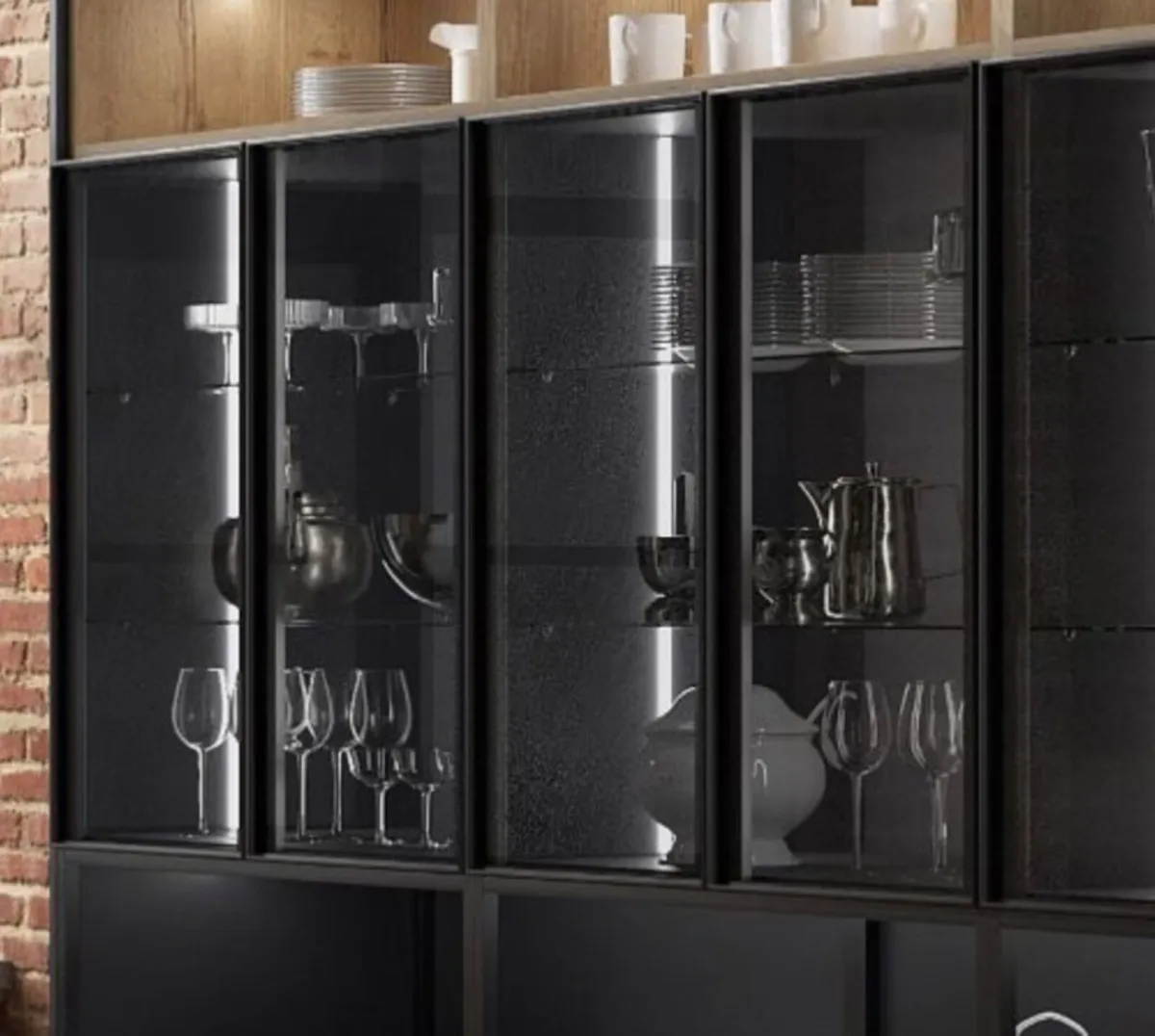 High Quality Black Aluminium Glass Cabinet  doors - Image 1