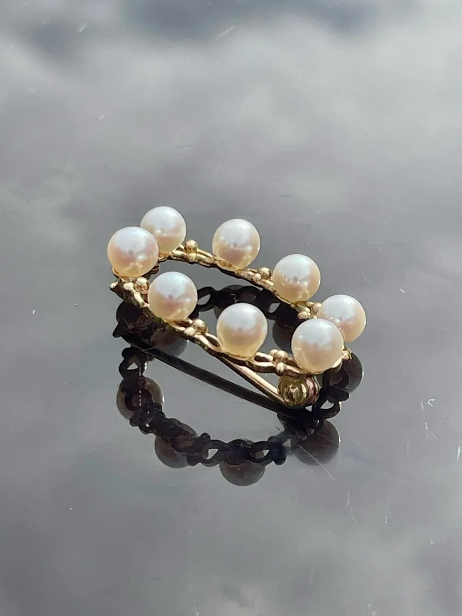 9ct Gold Pearl Brooch - Image 2