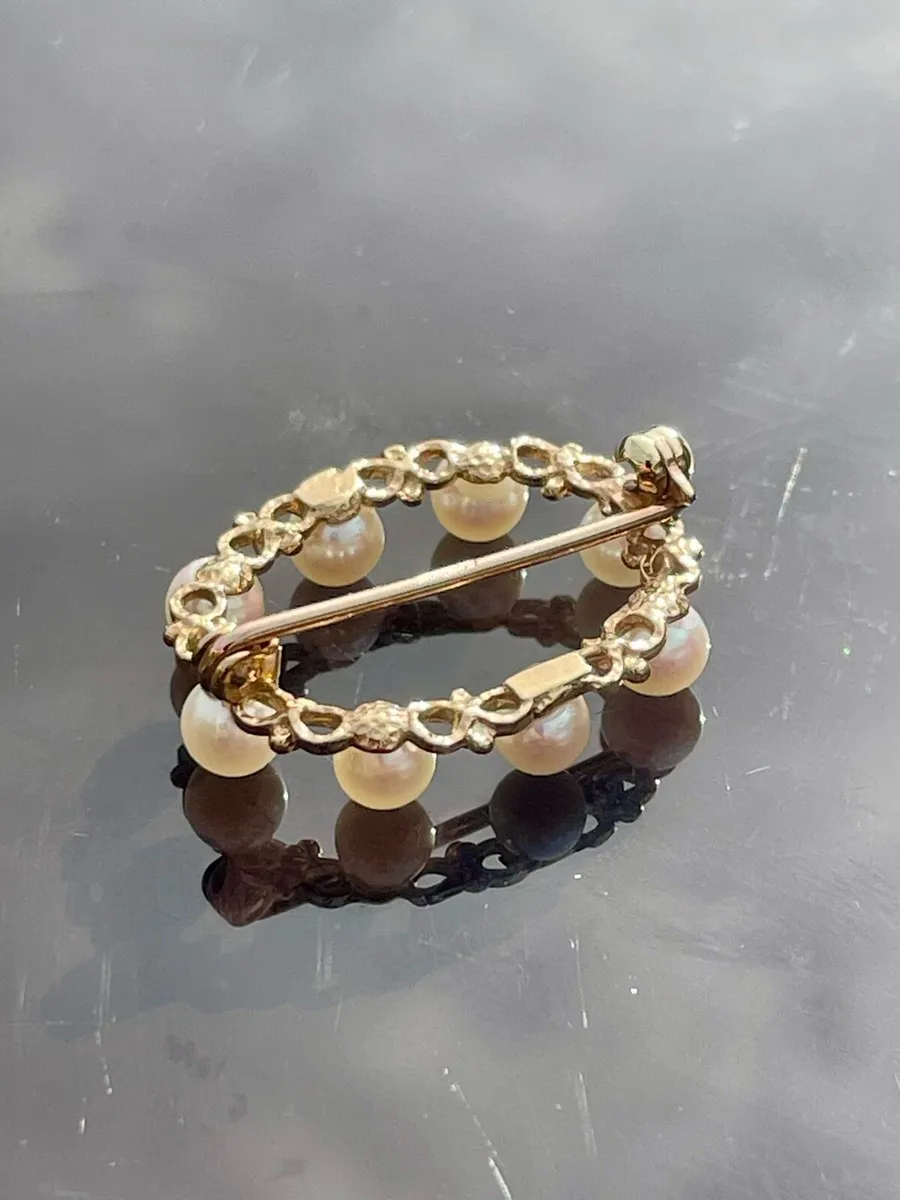 9ct Gold Pearl Brooch - Image 3