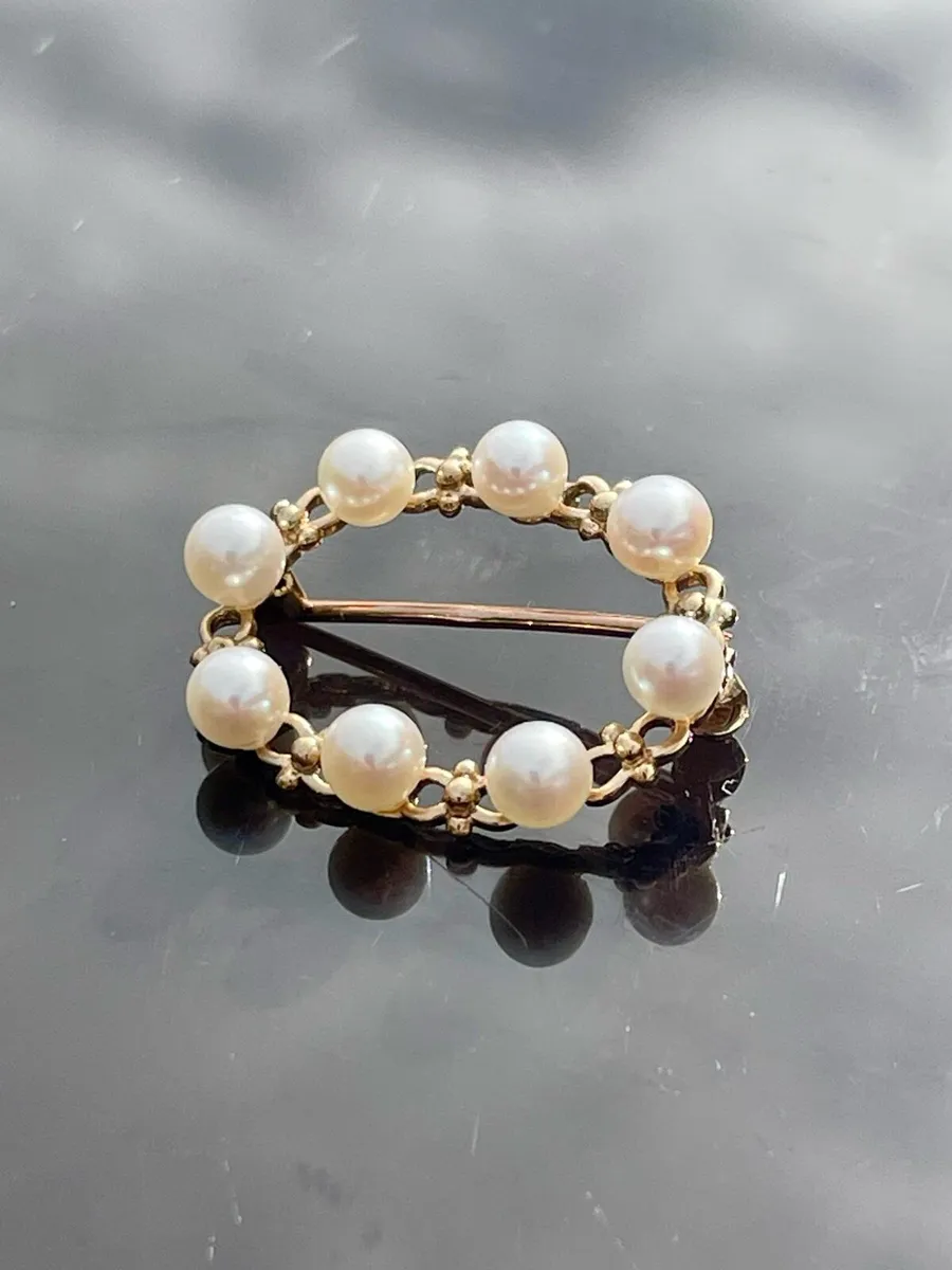 9ct Gold Pearl Brooch - Image 4