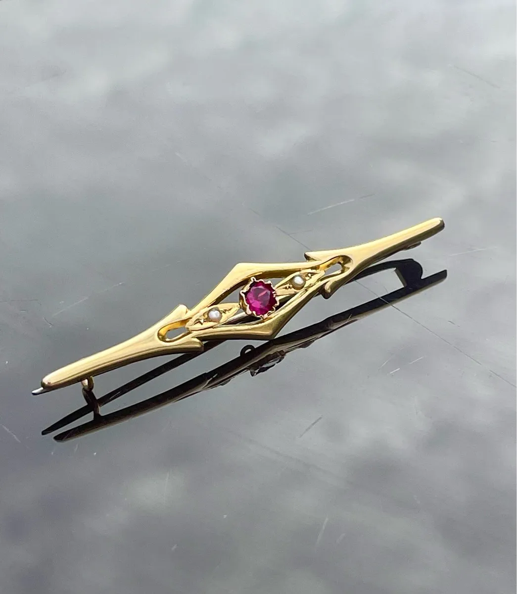 9ct Gold Art Deco Brooch - Image 2