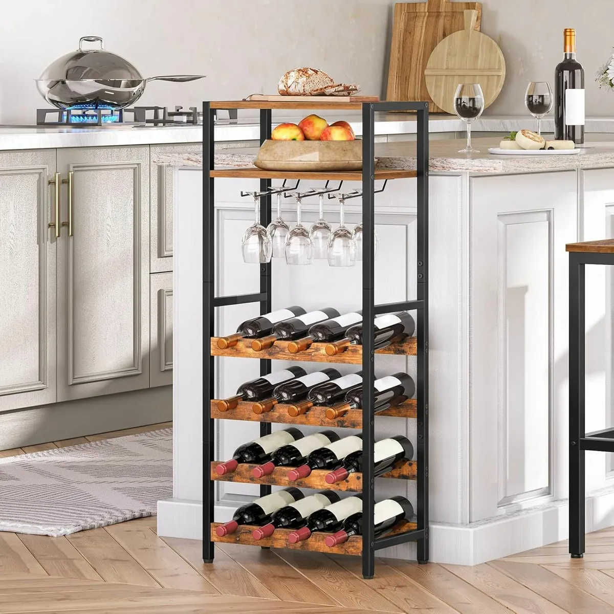Wine Rack, Bottle Rack for 16 Bottles of Wine, Fre - Image 1